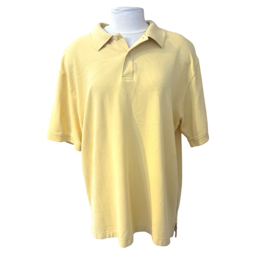 LL Bean men’s short sleeve polo size Large Regular yellow collared‎